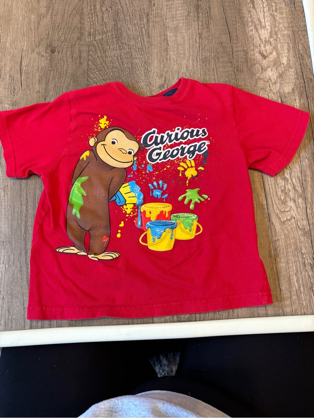 Retro Toddler Curious George Clothes Graphic Tee T-shirt Paint Painting 4T